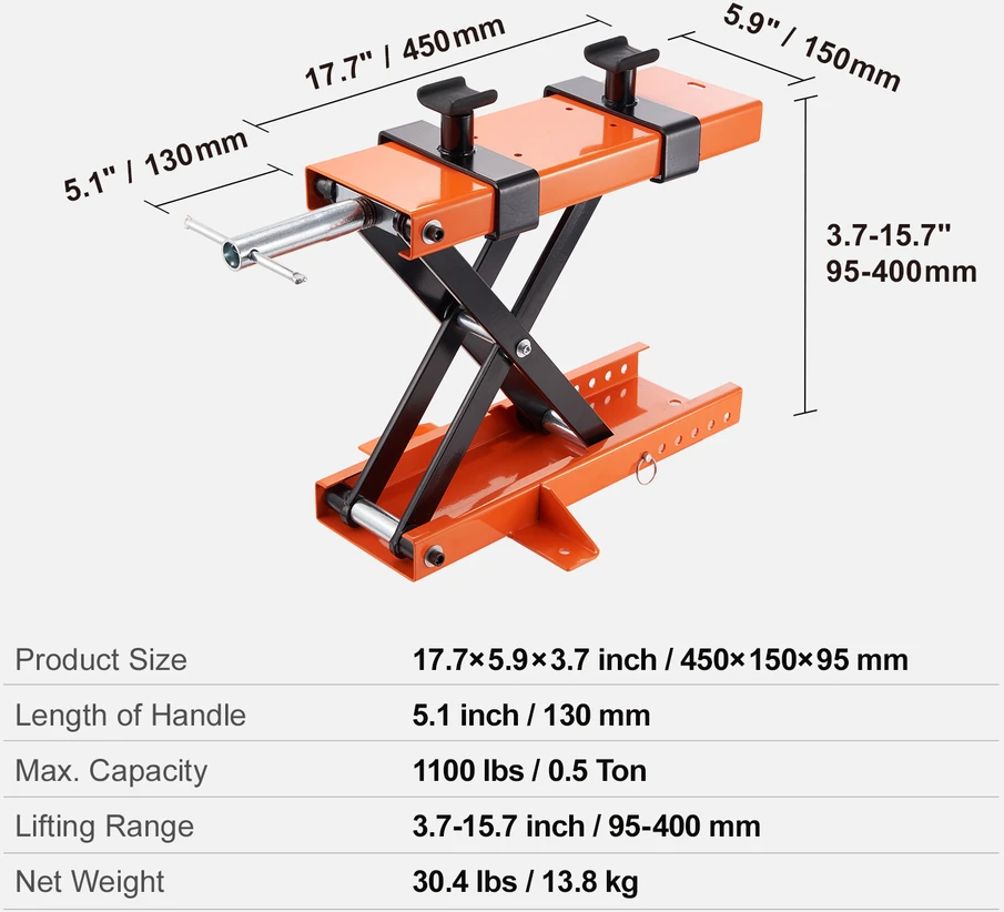 VEVOR Motociklų keltuvas žirklės 500 kg