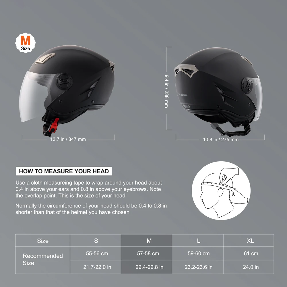 VEVOR 3/4 motociklininko šalmas su bluetooth