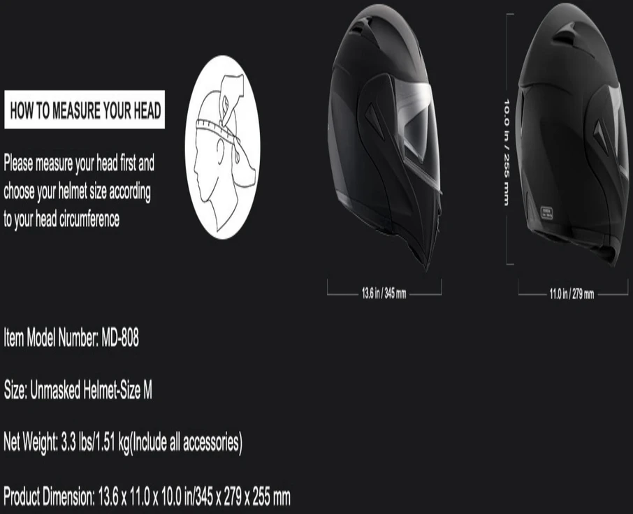 VEVOR Motociklų šalmas su "Bluetooth" lizdo funkcija