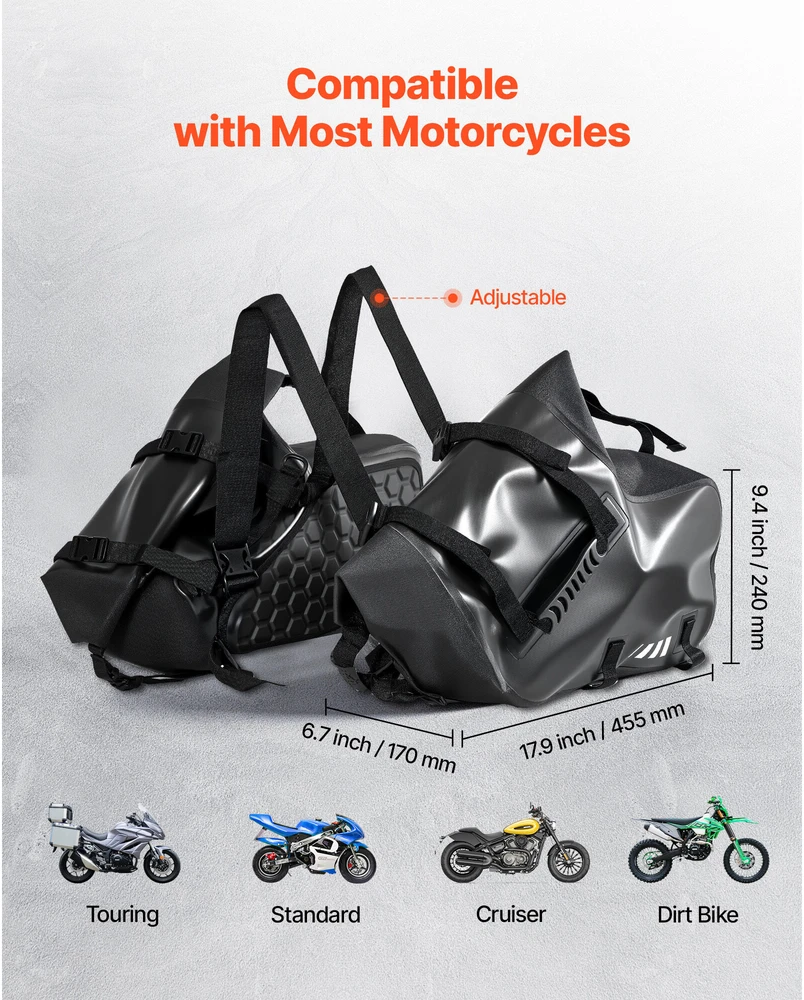 VEVOR Motociklo šoniniai krepšiai, 28 l talpa
