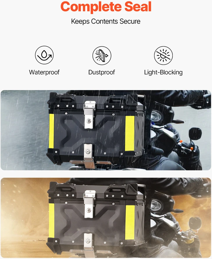VEVOR 45 l motociklo lagaminas universalus su odine apdaila