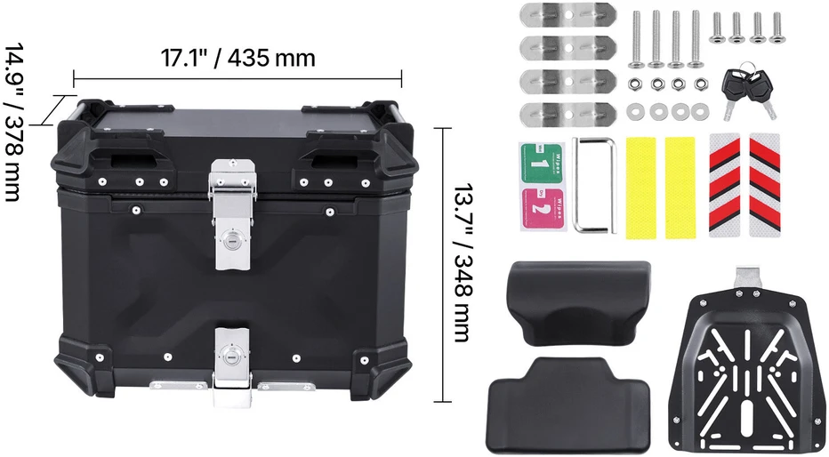 VEVOR 45 l motociklo lagaminas universalus su odine apdaila