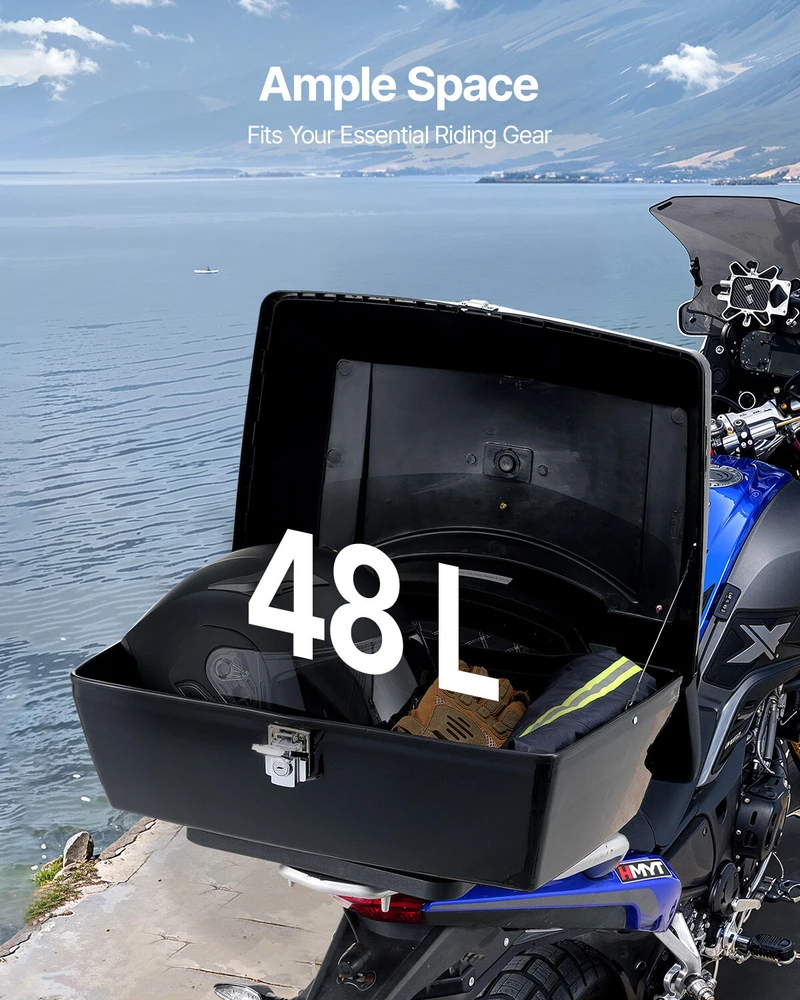 VEVOR 48 L motociklo viršutinė dėžė su atspindžiu