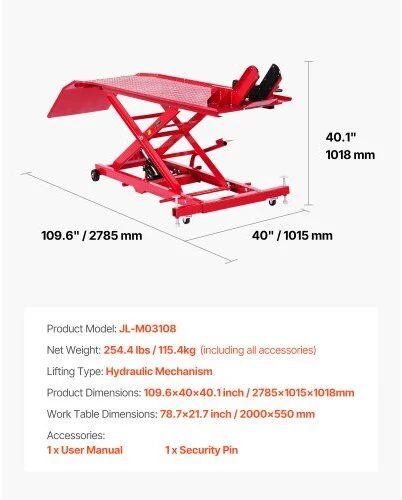 VEVOR Hidraulinis motociklų keltuvas 450 kg iki 787 mm