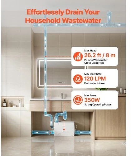 Nuotekų siurblys VEVOR HOMAC 350-C, 350 W