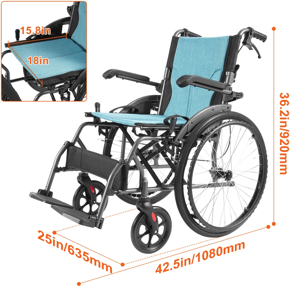 VEVOR Lengvas aliuminis neįgaliojo vežimėlis
