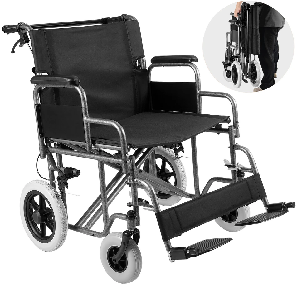 VEVOR Sulankstoma plieninė neįgaliojo vežimėlis 61 cm
