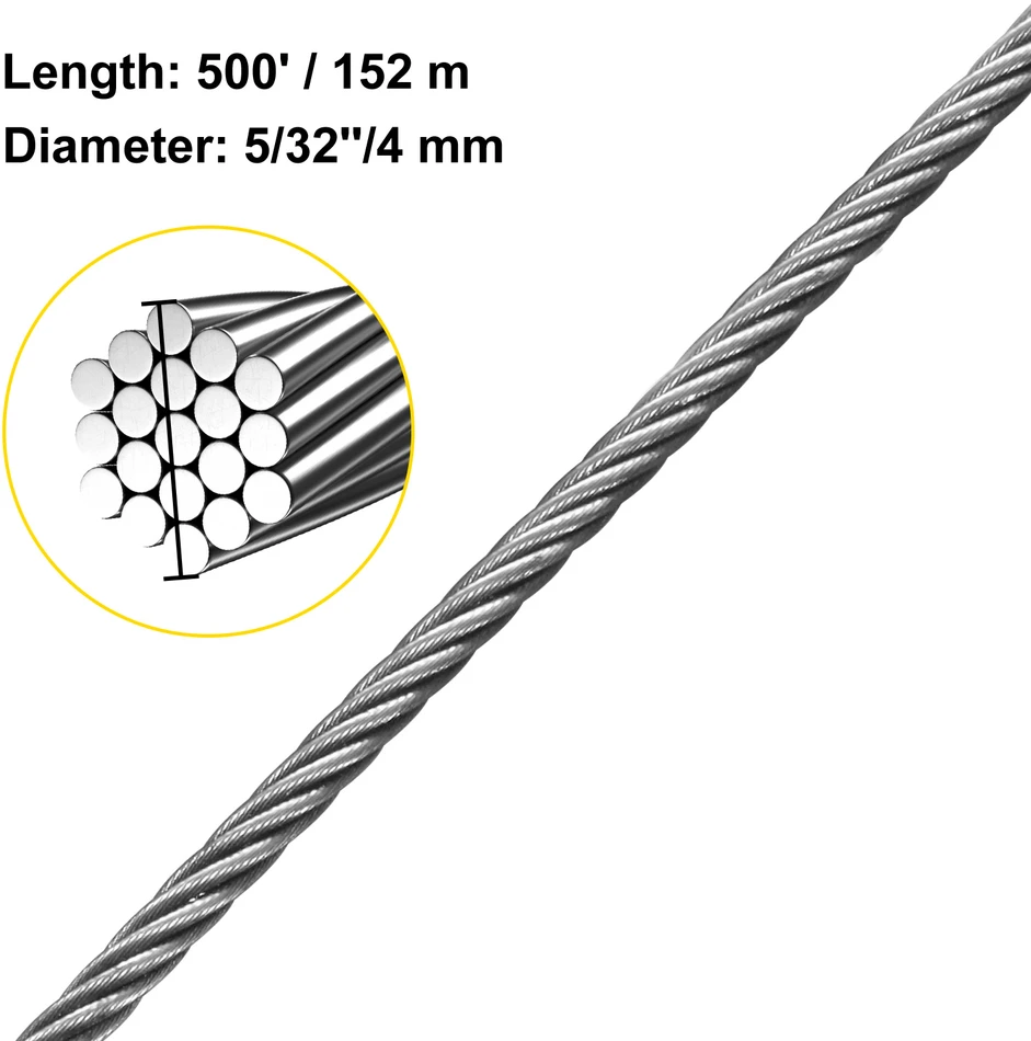 VEVOR 316 nerūdijančio plieno trosas 152m