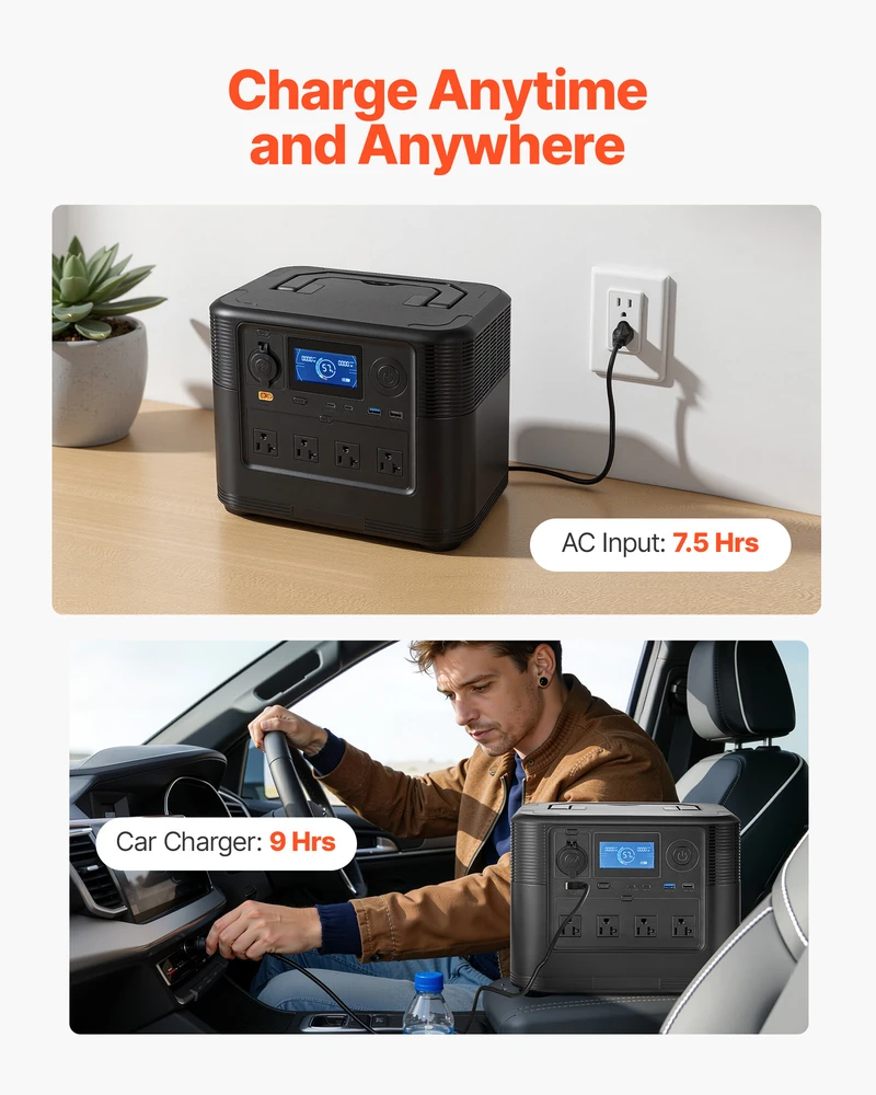 VEVOR Nešiojama saulės stotelė 1800W, 1008Wh