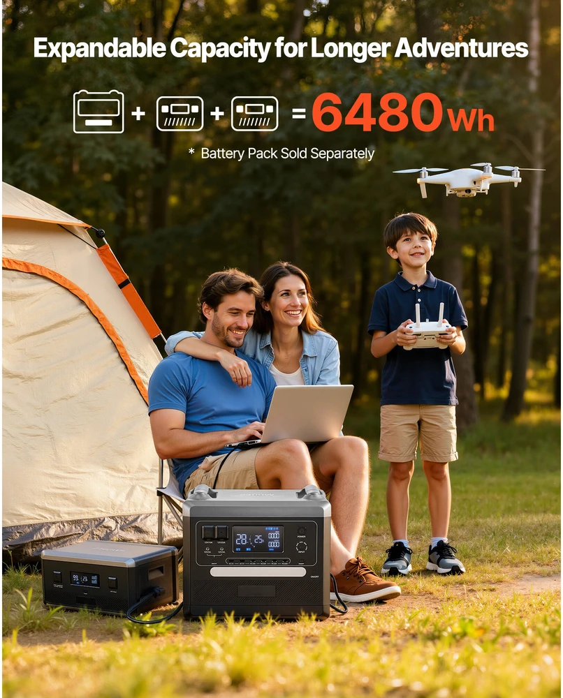 VEVOR Nešiojama saulės jėgainė 2400W su 2160Wh baterija