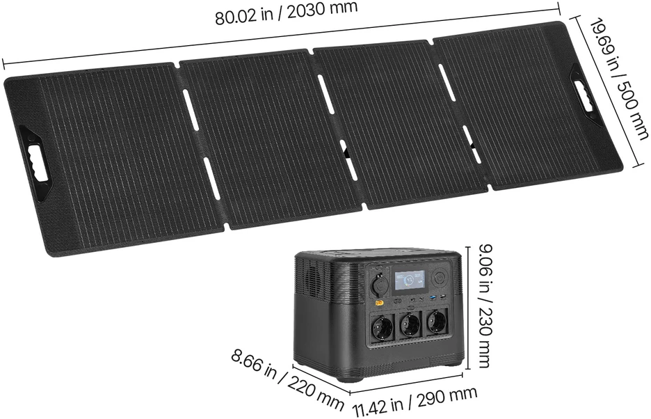 VEVOR Nešiojama saulės energijos stotis su 200W skydeliu