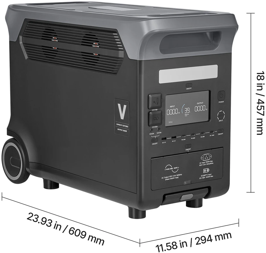 VEVOR Nešiojama galios stotis, 3000W saulės generatorius