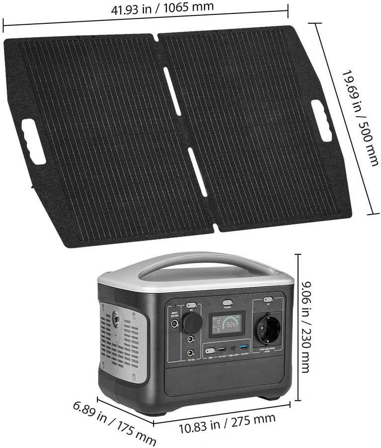 VEVOR Nešiojama saulės įkrovimo stotelė su 100W saulės panele
