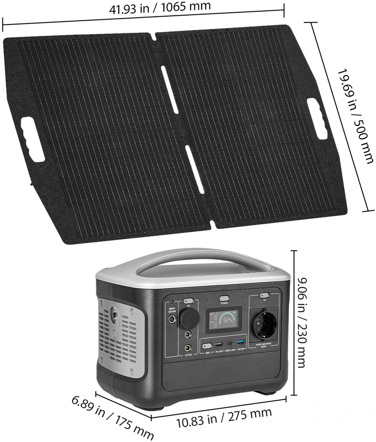 VEVOR Nešiojama saulės įkrovimo stotelė su 100W saulės panele