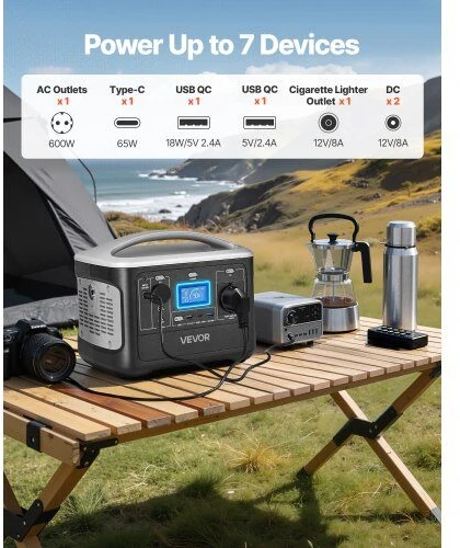 VEVOR Nešiojama 600W elektros stotis su LiFePO4 akumuliatoriumi
