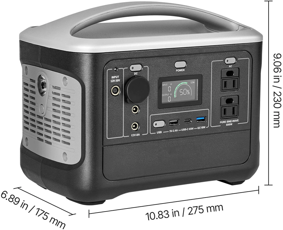 VEVOR Nešiojama 600W elektros stotis su LiFePO4 akumuliatoriumi