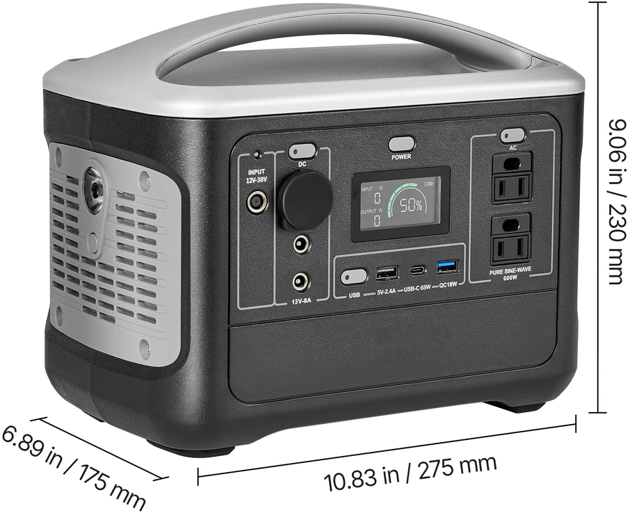VEVOR Nešiojama 600W elektros stotis su LiFePO4 akumuliatoriumi