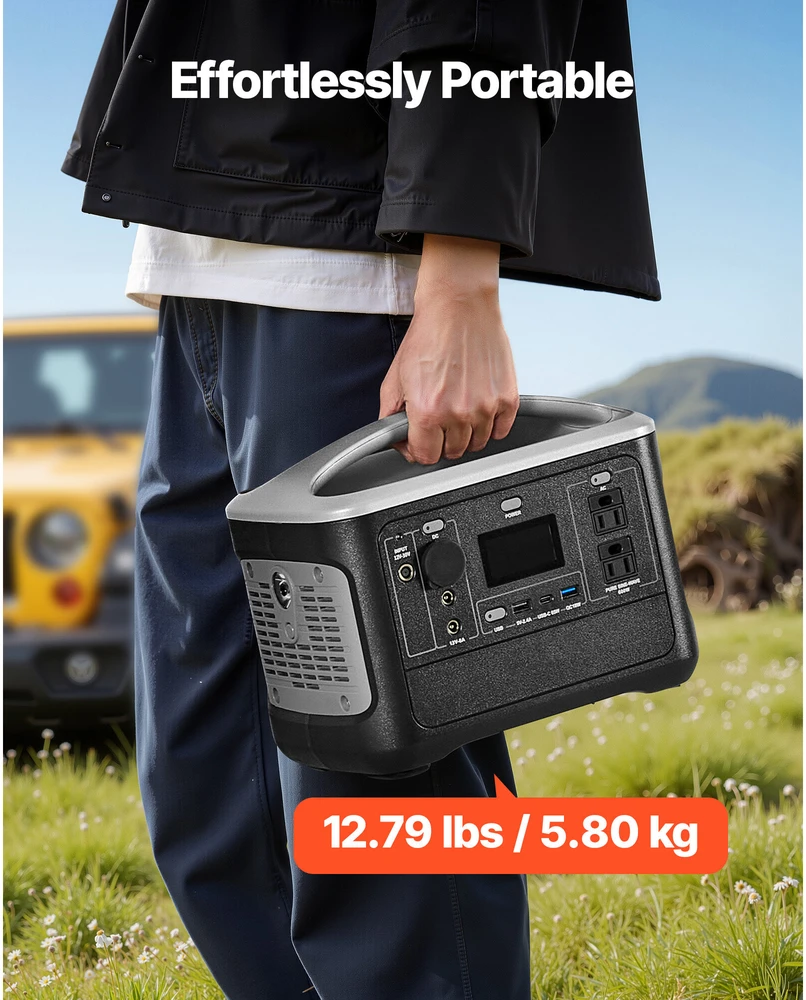 VEVOR Nešiojama 600W elektros stotis su LiFePO4 akumuliatoriumi