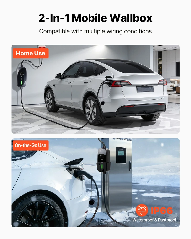 VEVOR Mobilus sieninis įkroviklis 22 kW 32A, 7 m