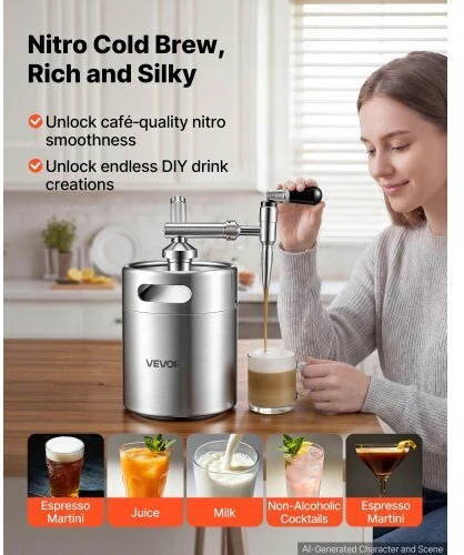 VEVOR Nitro cold brew kavos aparatas 4 l