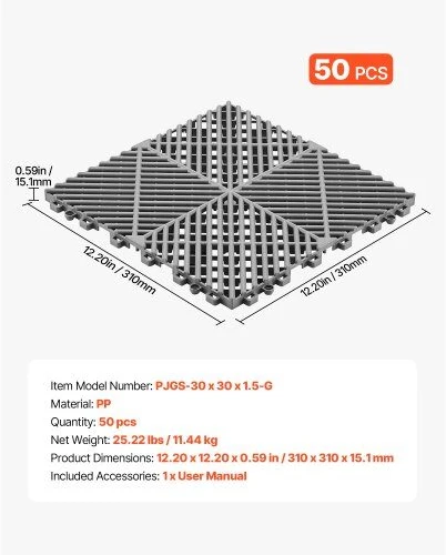 VEVOR Suvedami drenažo kilimėliai, pilka, 50 vnt.