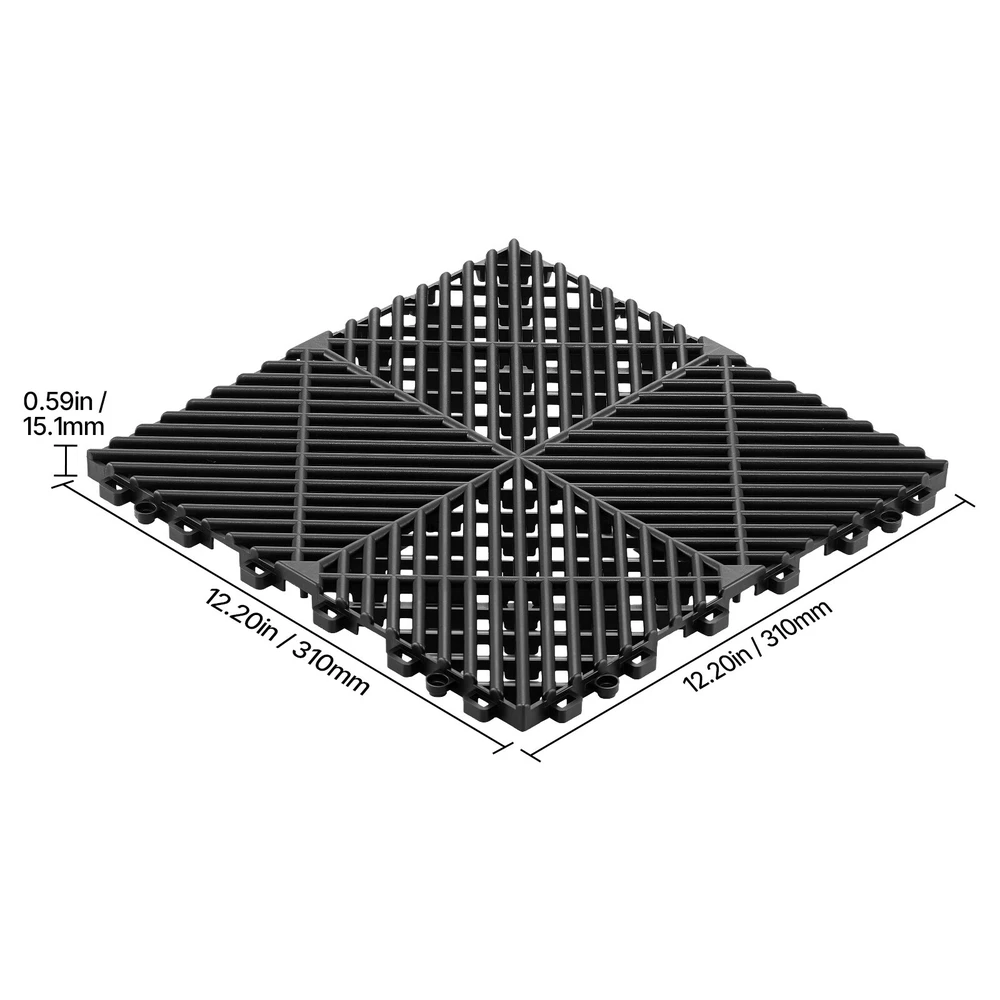 VEVOR Susijungiančios drenažinės kilimėliai 310 x 310 mm juoda