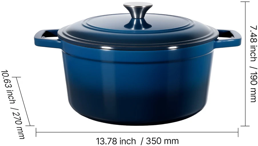 VEVOR Emaliuotas ketaus puodas 5.7L su dangčiu