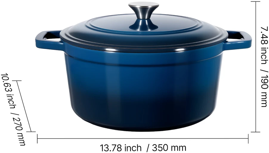 VEVOR Emaliuotas ketaus puodas 5.7L su dangčiu