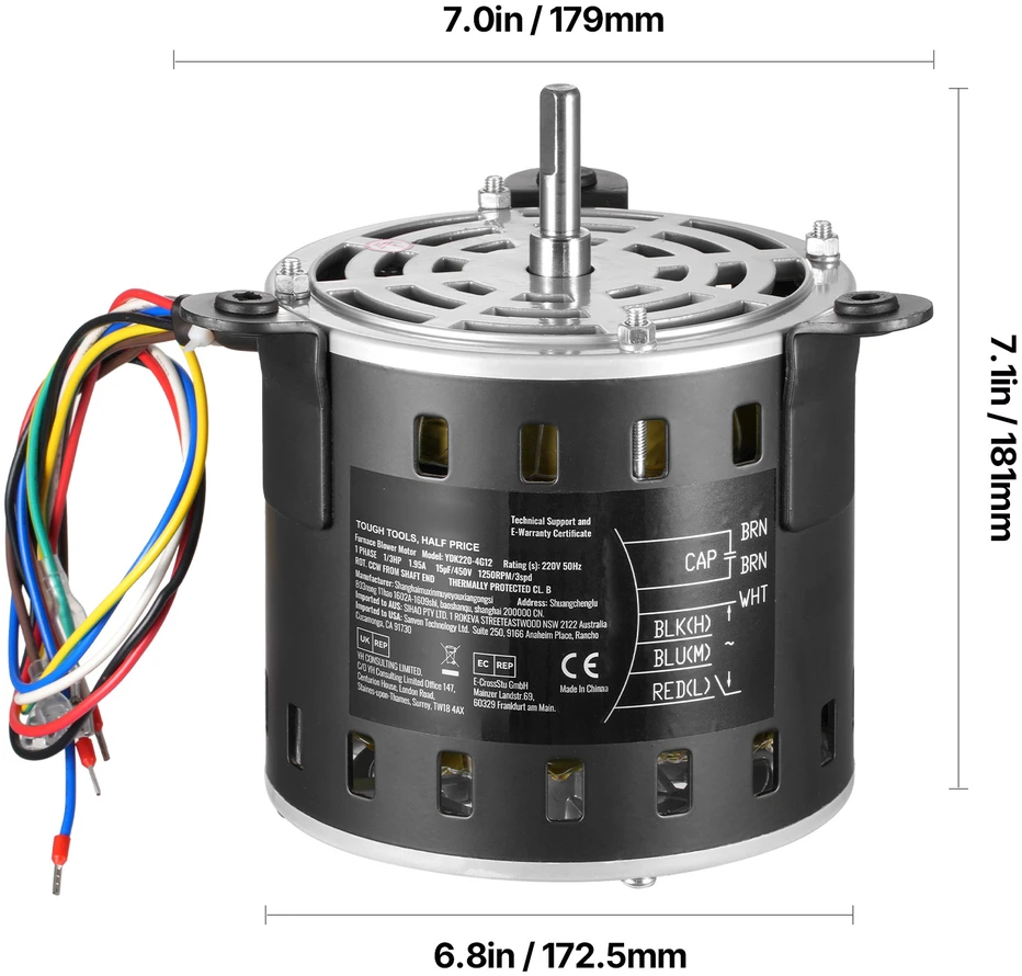 VEVOR 220V 1/3 AGP krosnies pūstuvo variklis