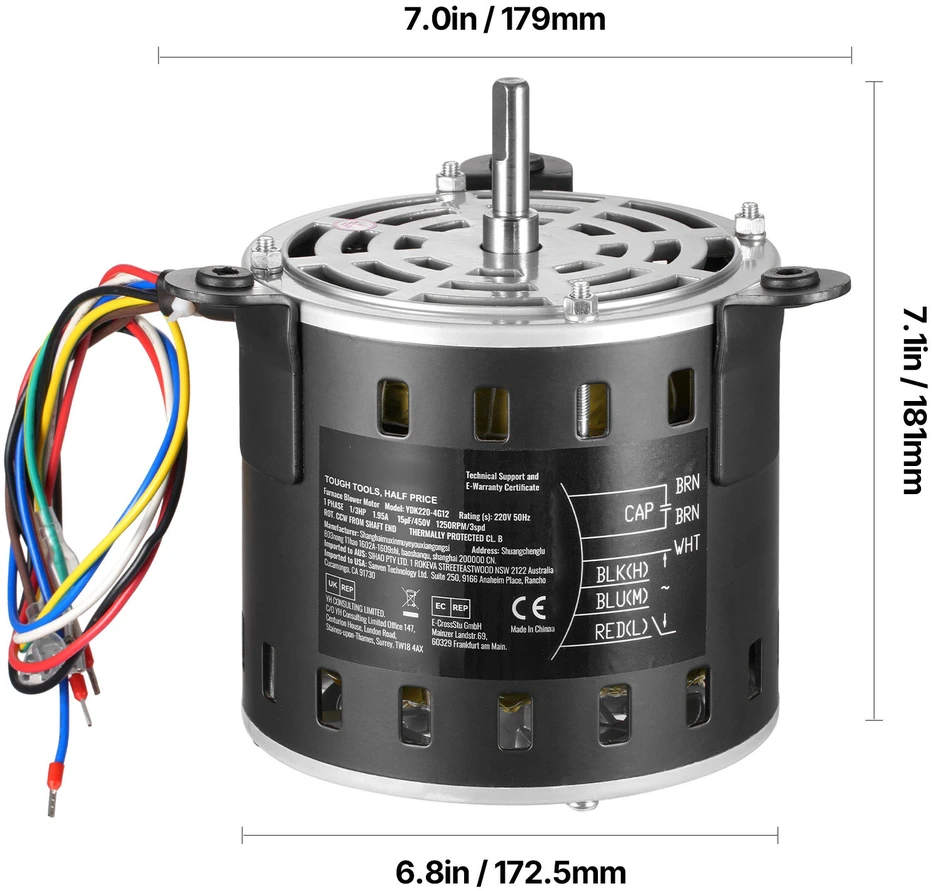 VEVOR 220V 1/3 AGP krosnies pūstuvo variklis