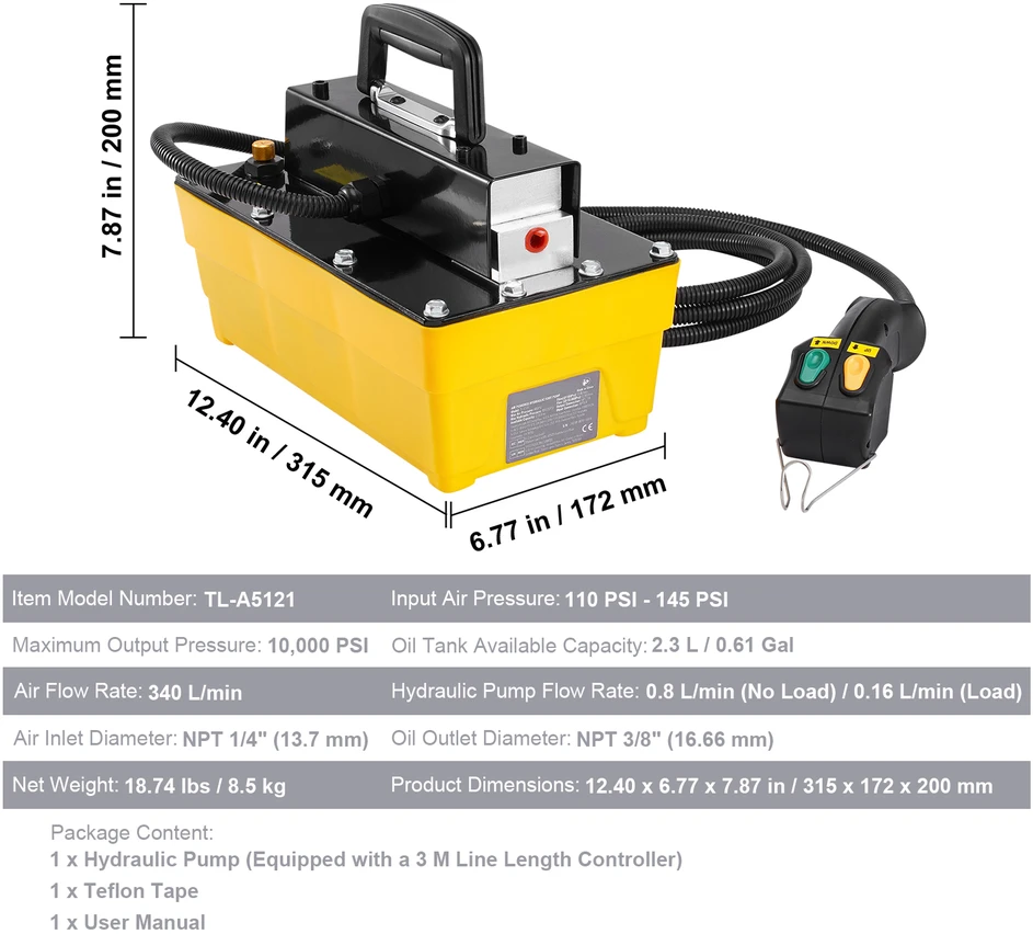 VEVOR Hidraulinis oro siurblys 10 000 PSI