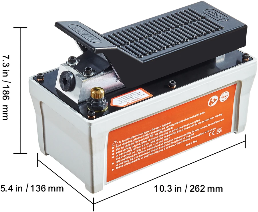 VEVOR Pneumatinė hidraulinė pompa, 10,000 PSI, 1/2 gal talpa