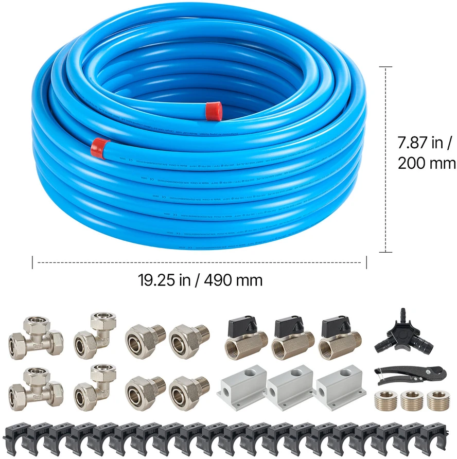 VEVOR oro kompresoriaus vamzdžių rinkinys 3/4'' x 100FT mėlynas
