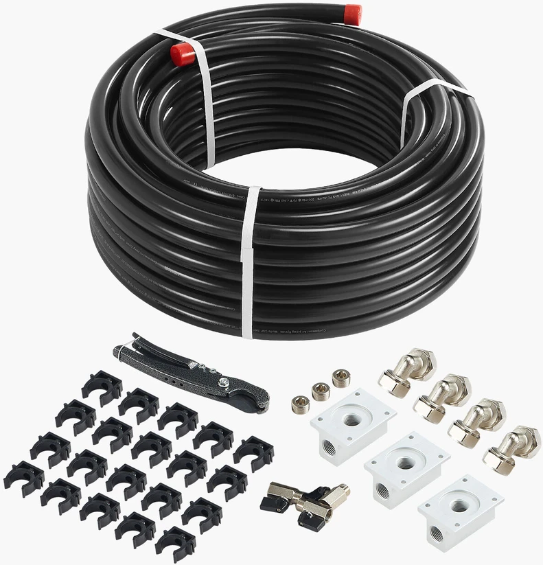 VEVOR oro kompresoriaus linijos komplektas 3/4'' x 30,48 m juodas
