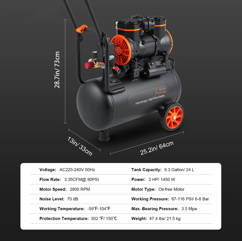VEVOR Oro kompresorius 24L 1450W 116 PSI