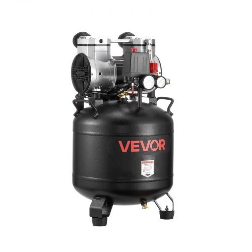 VEVOR 30L oro kompresorius, bealyvis vertikalus kompresorius automobilių remontui ir dažymui, 1.5KW variklis, 10 Bar maksimalus slėgis, suspausto oro talpa, pneumatinis siurblys