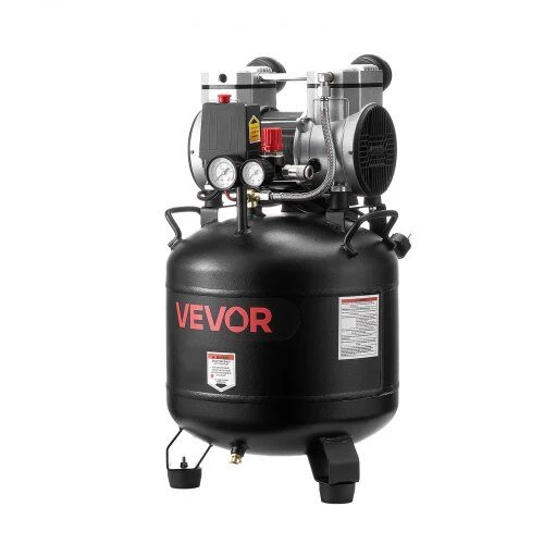 VEVOR 30L oro kompresorius, bealyvis vertikalus kompresorius automobilių remontui ir dažymui, 1.5KW variklis, 10 Bar maksimalus slėgis, suspausto oro talpa, pneumatinis siurblys