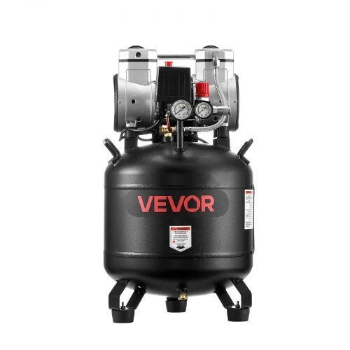 VEVOR 30L oro kompresorius, bealyvis vertikalus kompresorius automobilių remontui ir dažymui, 1.5KW variklis, 10 Bar maksimalus slėgis, suspausto oro talpa, pneumatinis siurblys