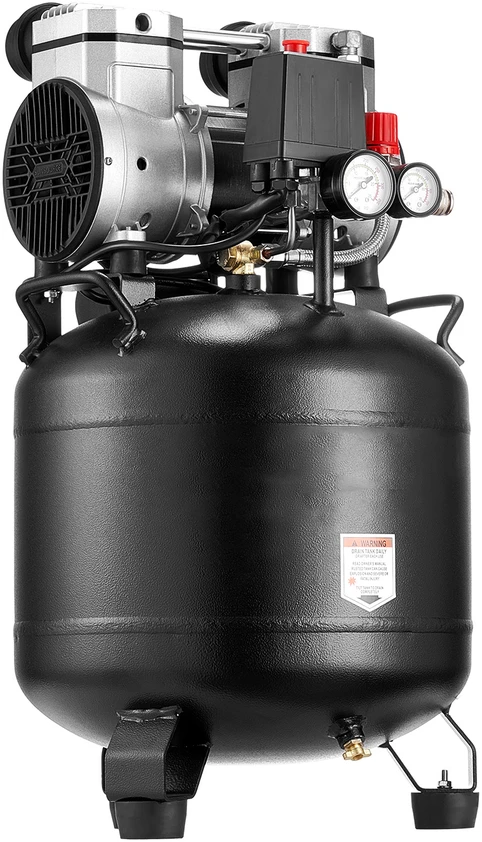 VEVOR 30L oro kompresorius, bealyvis vertikalus kompresorius automobilių remontui ir dažymui, 1.5KW variklis, 10 Bar maksimalus slėgis, suspausto oro talpa, pneumatinis siurblys