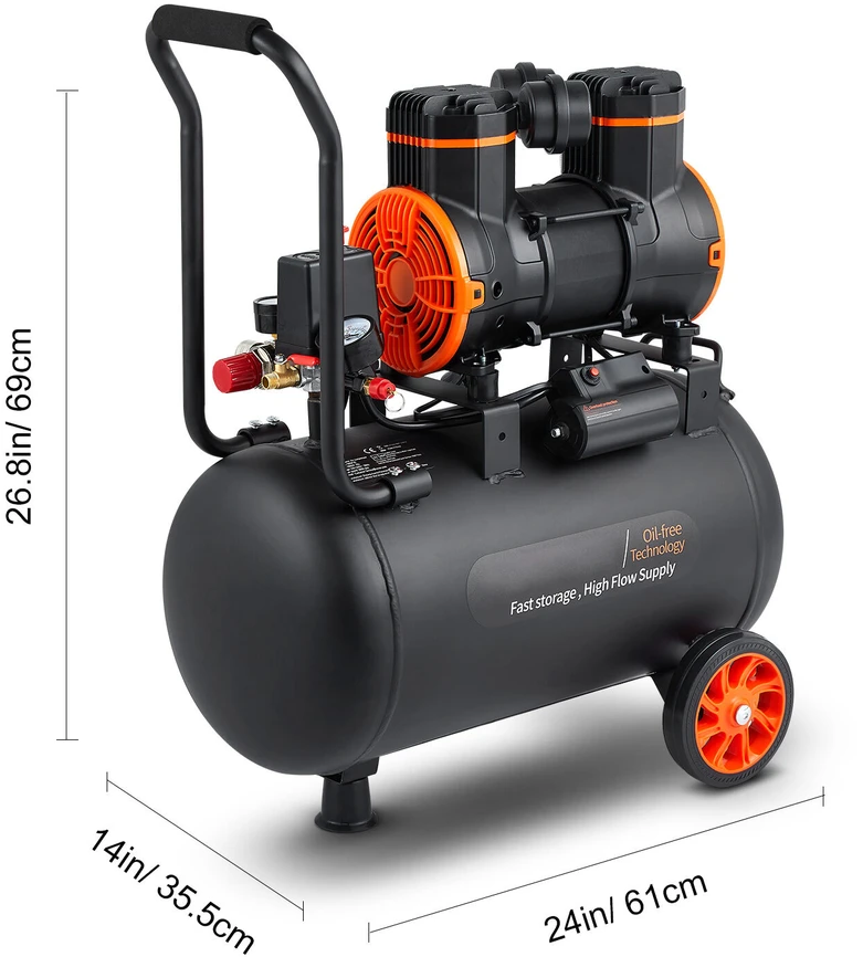 VEVOR 9.3 galonų tylus oro kompresorius, 1800W