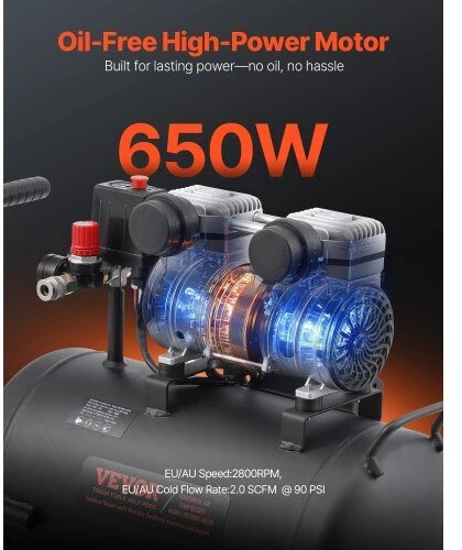 VEVOR Kompresorius be alyvos 8 galonų 90 PSI