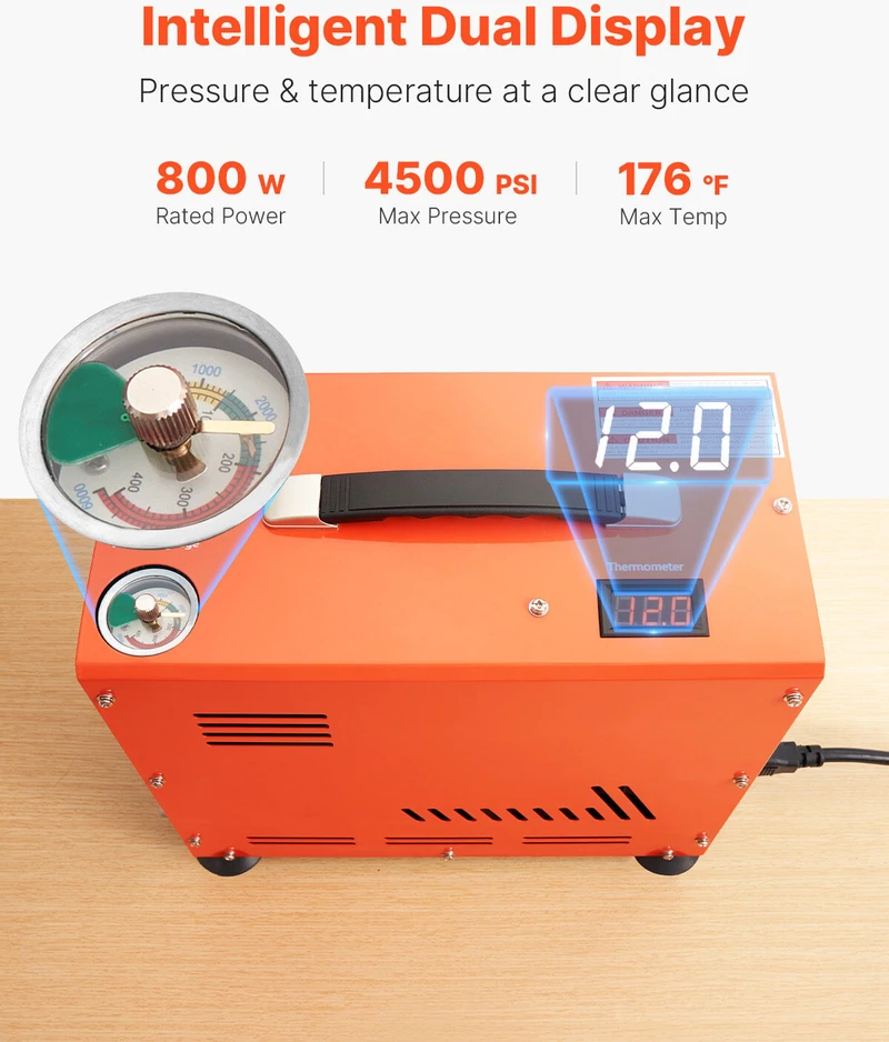 VEVOR PCP oro kompresorius 800W 30Mpa dviejų cilindrų