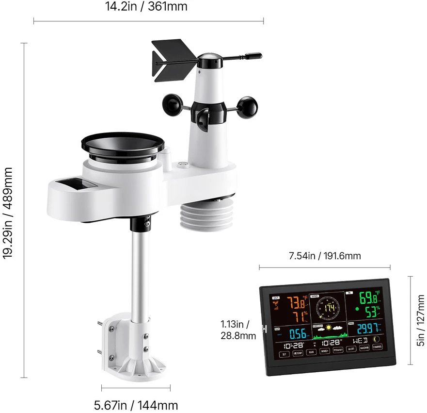 VEVOR 5-in-1 Wi-Fi orų stotis su saule