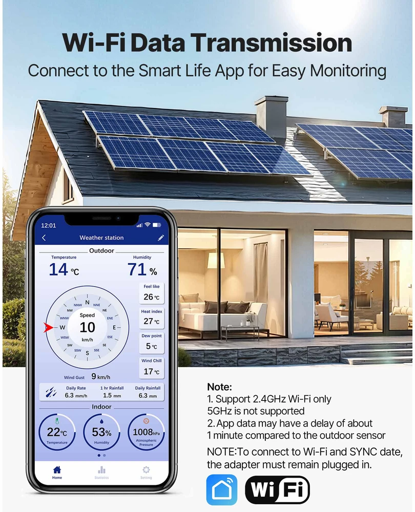 VEVOR 5-in-1 Wi-Fi orų stotis su saule