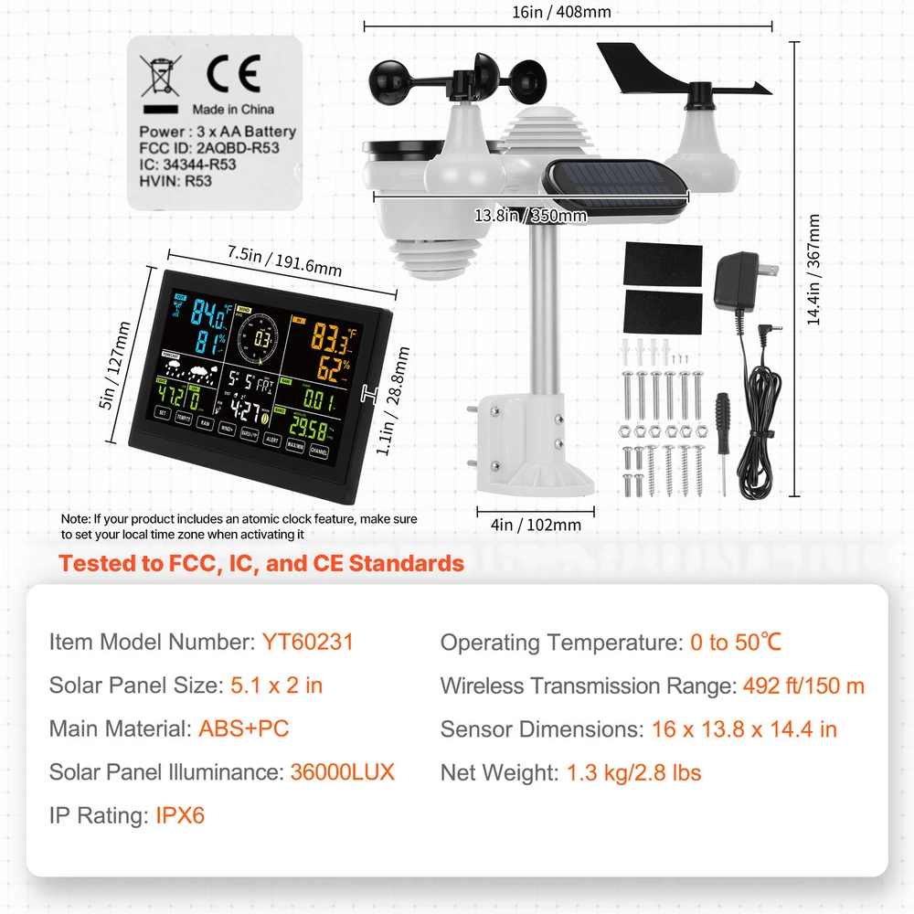 VEVOR Meteorologinė bevielė orų stotelė YT60231 7in1