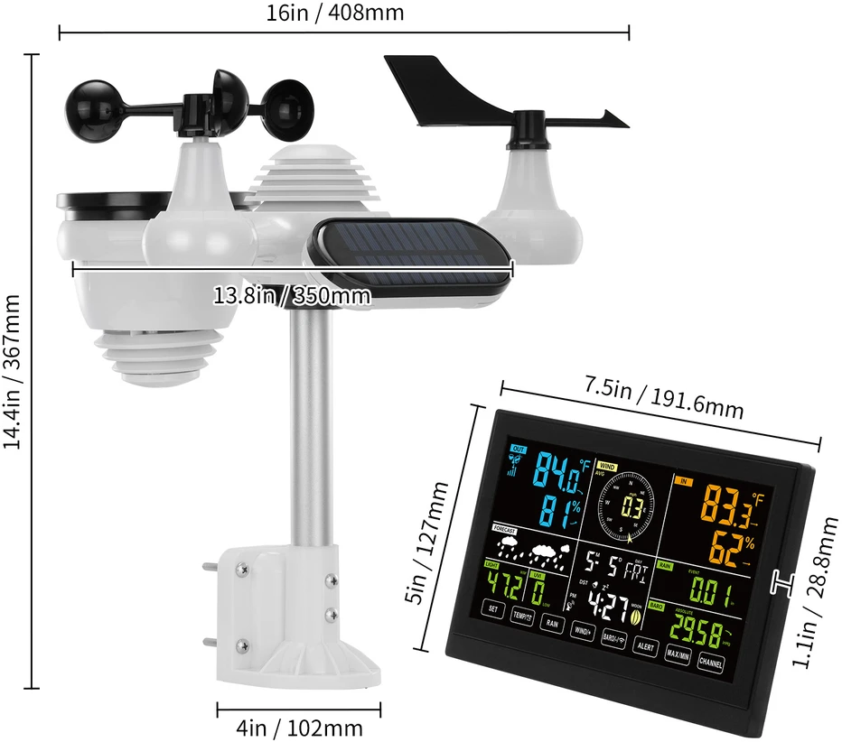 VEVOR Meteorologinė bevielė orų stotelė YT60231 7in1