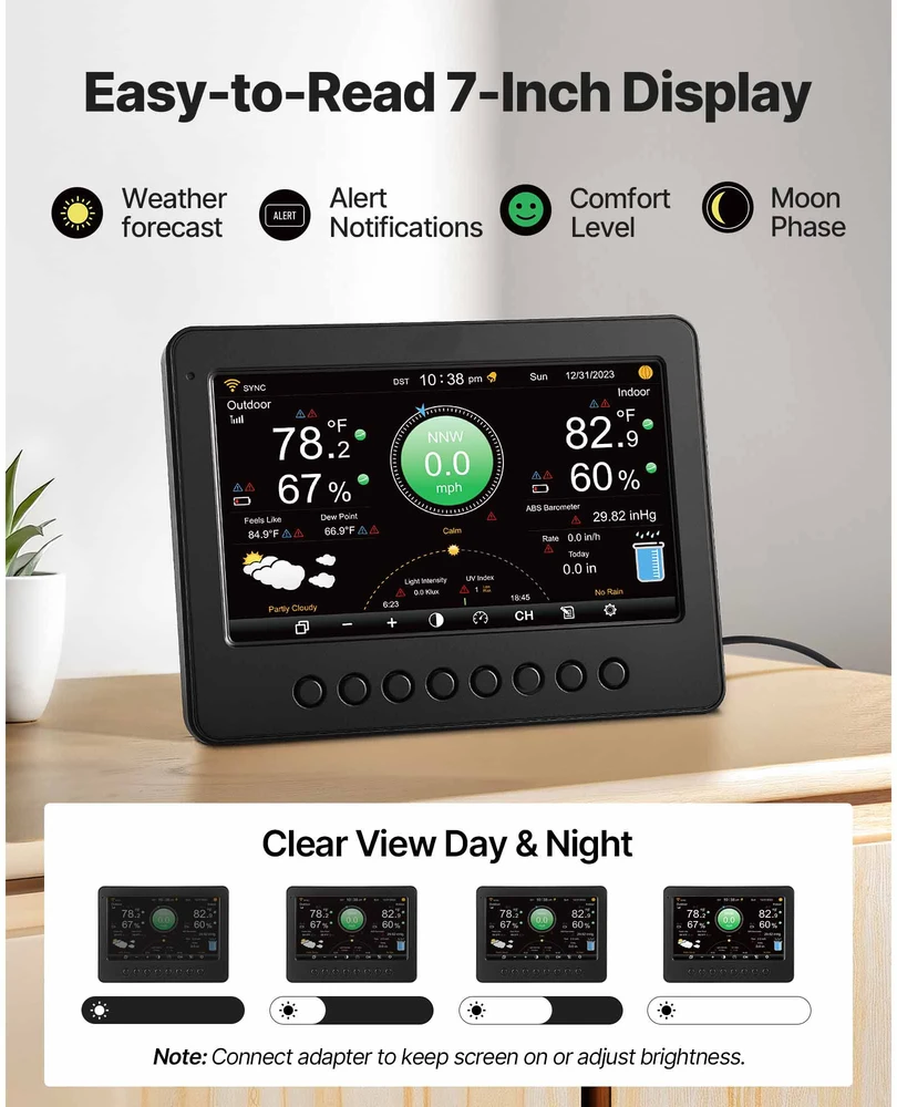 VEVOR 7-in-1 belaidė oro stotis su Wi-Fi