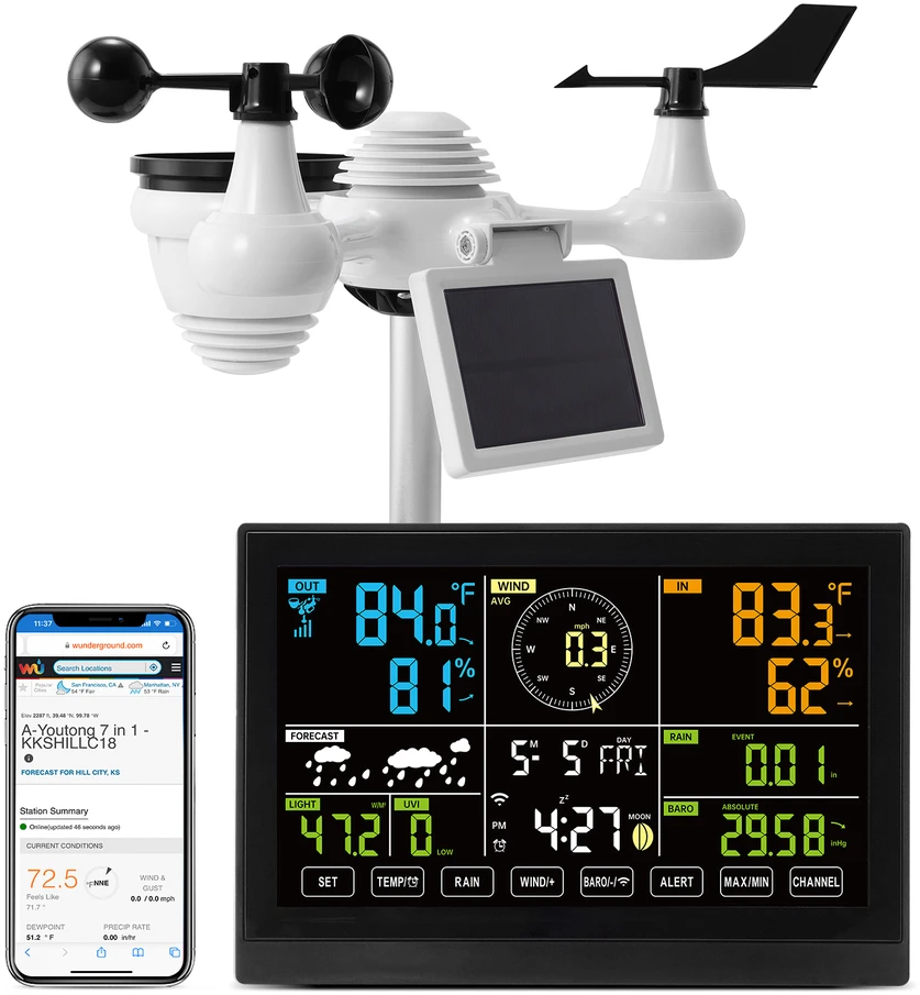 VEVOR Meteorologinė belaidė orų stotelė YT60234 7in1 WiFi