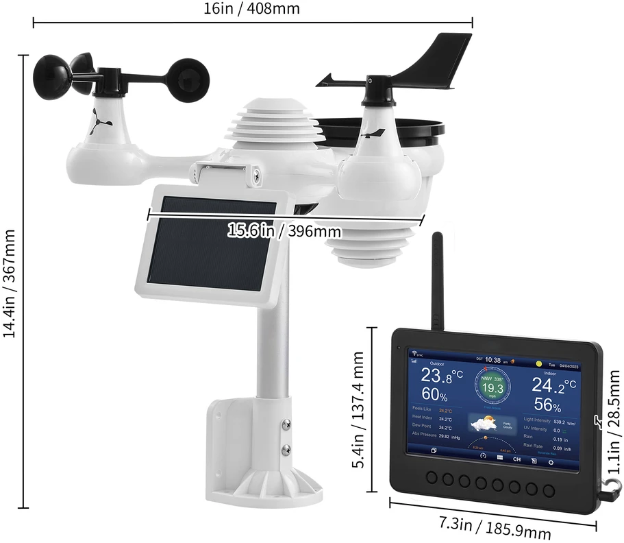 VEVOR Meteorologinė bevielė orų stotelė YT60233 7in1 WiFi