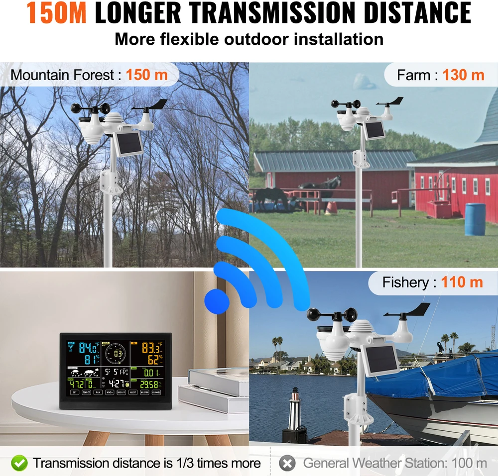 VEVOR Meteorologinė belaidė orų stotelė YT60234 7in1 WiFi